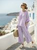 Women's Clothing New Summer Women's Short Sleeved Round Neck Striped Loose Casual Suit_ecoleips.com