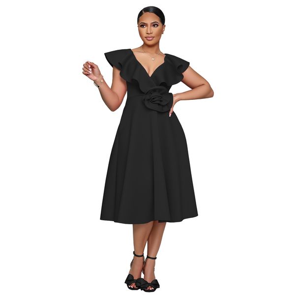 Women's Clothing Elegant High Waist Ruffled Banquet Dress_ecoleips.com