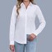 Women's Clothing Large Size Foreign Trade Polo Collar Women's Shirt Loose Fashion Temperament Solid Color_ecoleips.com