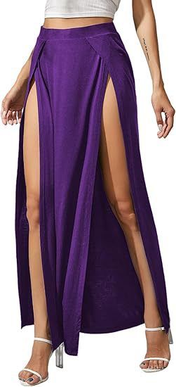 Verve 2025 Women's Fashion Hot Sexy Irregular Modal Solid Color Party Dress Long Skirt_ecoleips.com