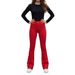 Vintage Red Flare Jeans For Women – High Waist Stretch Denim Pants (S-Xl, Retro 70s Style) Seamless Waistband_ecoleips.com