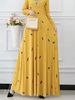 Women's Casual Fashion Dress in Stock Leaf And Polka Dot Print Long Sleeved Bohemian Style Full Skirt Cross Border_ecoleips.com