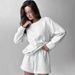 White Printed Knitted Long Sleeve Shorts Loose Pajama Set European And American Autumn Cross-Border Wholesale_ecoleips.com