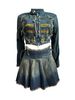 HR88008 Women's Clothing Stretch Fabric Embroidered Top Pleated Skirt Set Available For Individual Sale_ecoleips.com