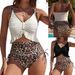 Women's Leopard Print Two Piece Swimsuit High Waisted Halter Top Bikini Set Style New Summer Sexy_ecoleips.com
