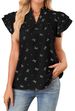 Women's V-Neck Flutter Sleeve Blouse – Flowy Chiffon Top With Layered Ruffles (White/Black/Pink, S–XL_ecoleips.com
