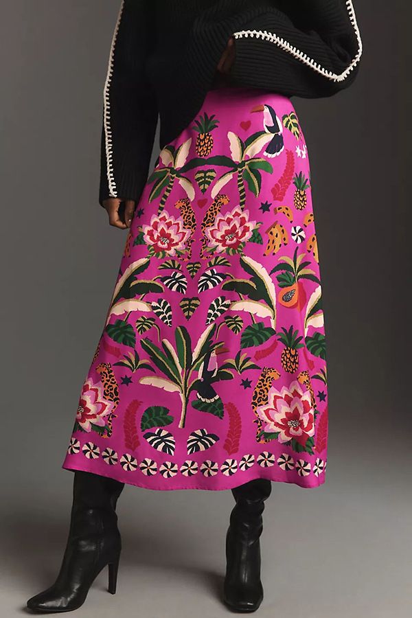 K New European And American Street Tropical Plant Printed Retro Half Length Skirt For Women_ecoleips.com