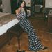 Women's New Arrival Fashion Sexy Off Shoulder Long Sleeve Sheer Mesh Polka Dot Slim Fitted Elegant Casual Cocktail Dress_ecoleips.com