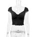 Women's V-Neck Short Sleeve T-Shirt With Ruffle Hem Detail, Slim Fit Fashion Top For Daily Wear_ecoleips.com