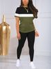 Women's round Neck Short Sleeve Two Piece Suit Summer Style Top And Trousers Set European American Cross Border Spot Supply_ecoleips.com