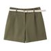 Aria Basics Aria Basics 2024 Summer New Women's European And American Style Belted Casual Fashion Versatile Shorts 8372104_ecoleips.com