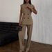 European And American Women's Clothing 2025 Summer New Temperament Double-breasted Waist Waistcoat High Waist Trousers Suit_ecoleips.com