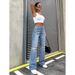 Women's Drape Wide Leg Jeans - High Waist Flowy Mopping Long Pants In Medium Blue, Light Blue & Black, Y2K Retro Casual Trousers_ecoleips.com