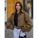 Design Pleated Lapel Jacket Shirt Women's Autumn Maillard Loose Long Sleeve Jacket Women's Clothing_ecoleips.com