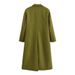 Double-breasted Army Green Long Coat Woolen Coat Women's Loose And Versatile Modern Fashionable Atmosphere Autumn And Winter New_ecoleips.com
