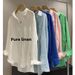 French White Shirt For Women, Summer Thin Loose Elegant Old Money Style High-End Cotton Linen Sunscreen Top_ecoleips.com