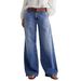 Women's Clothing Retro Wide Leg Jeans Women's Embroidered Stretch Straight Pants Casual Trousers_ecoleips.com