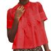 Women's Round Neck Embroidered Lace Top With Short Sleeves Loose Fit Solid Color_ecoleips.com