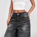 Cross-border Vintage Washed Black Wide-leg Jeans For Women, Autumn Design With Whiskering Effect, Drapey, Floor-length_ecoleips.com