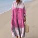Long Sleeve Shirt Dress For Women, Casual Floral 3D Print Sleeve Long Dress E023_ecoleips.com