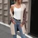 Pocket Knitted Cardigan Spring Women's Color-Blocked Sweater Coat_ecoleips.com