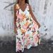 2025 Spring/Summer New Women's Fashion V-neck Loose Pocket Printed Tank Top Dress_ecoleips.com