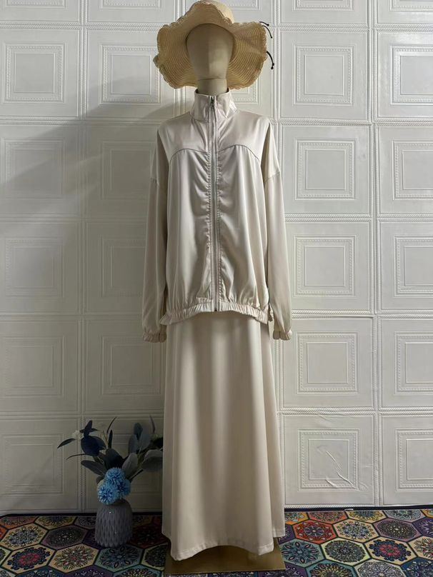 Women's Clothing Summer New Satin Long Sleeved Dress Fashionable Waist Drape Long Skirt Suit Female_ecoleips.com