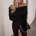 Women's Sexy One Shoulder Knitted Sweater - Backless Long Sleeve Slim Fit Pullover For Evening & Party, Fashion Trend_ecoleips.com