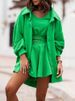 Women's clothing long sleeved jacket shorts vest three piece sports casual sweater suit_ecoleips.com