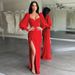 Siren In Silk – High-Slit Mermaid Gown With Long Sleeves For Opera Galas & Dubai Yacht Soirées_ecoleips.com
