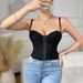 Sexy Lace Camisole Bralette Backless Underwire Fishtail Tank Top Button Down Solid Color Ins Women's Clothing_ecoleips.com