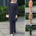 Women's Clothing Middle Eastern Muslim Women's Round Neck Long Sleeve Belt Elastic Waist Top Pants Set_ecoleips.com
