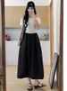 K New High Waisted Hanging A-line Long Skirt Workwear Half Skirt_ecoleips.com