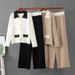 Women's Knitted Polo Collar Cardigan And Wide Leg Pants Set Autumn Winter Fashion Casual Versatile Two Piece Sweater_ecoleips.com