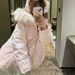 girl Girl New 2025 Jacket For Women Pink Parka Workwear Down Cotton Coat Winter Thickened Large Fur Collar Loose Fit_ecoleips.com