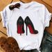 European And American Cross-border Foreign Trade Wholesale High-heeled Shoes, Printed Round-neck Plus-size Short-sleeve_ecoleips.com