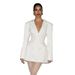 European And American Autumn Winter New Women's Fashion Solid Color Deep V-Neck Waist-Cinching Pocket Women's Quality Suit Dress
_ecoleips.com