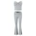 ZAR Spring New Women's Fashion French Style Slim Fit Twist Design Elastic Flared Pants Set_ecoleips.com