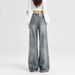 American Retro Wide-leg Jeans Women's New Spring High-waisted Thin Drape Loose Lazy Style Floor Pants_ecoleips.com