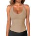 2026 European And American Cross-border Women's Ribbed Tank Top, Summer Basic Style, Sexy Slim-fit Camisole With V-neck_ecoleips.com