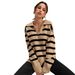 Men's Knit Polo Collar Sweater Oversized Long Sleeve Pullover - Soft Viscose Blend, Contrast Color Design, Casual Loose Fit (Khaki, Black)_ecoleips.com
