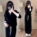 Chic Contrast Trim Tracksuit Set – Long Sleeve Pullover & Slim-Fit Pants (M-3XL, Black) | JackOrdle_ecoleips.com