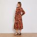 2026 Independent Site Cross-border Supply Autumn And Winter New V-neck Long-sleeve High-waisted Floral Dress_ecoleips.com