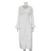 Women's Elegant Slim Fit Dress European American Style V Neck Bell Sleeves Ruffles Single Breasted Buttons Spring 2026 French Style_ecoleips.com