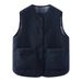 Reversible Plaid Fleece Vest For Women – Lightweight & Warm Double-Sided Wear With Pockets (Cream, Black, Navy, Brown, Orange Red, Gray)_ecoleips.com