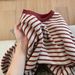 Factory Wholesale Korean Style Early Autumn New Red Striped Sweatshirt For Women, Lazy High-End Loose Casual Long Sleeve_ecoleips.com