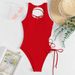 Aria Basics European And American One-piece Sexy Bikini Swimsuit For Women, Fashionable Solid Color With Side Ties, Slimming_ecoleips.com