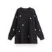 Muslim Women's Tops Black Beaded Sweatshirt For Women – Loose Fit Crew Neck With Heavy-Duty Embellishments (S-4XL)_ecoleips.com