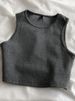 Summer New Ladies Retro Crop Top High Waist Slimming Stretch Slim Short Sleeveless Bottoming Top_ecoleips.com