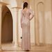 Cross-Border Foreign Trade European And American V-Neck Women's Wedding Long Sleeve Bodycon Mermaid Banquet Light_ecoleips.com